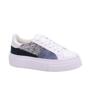 Tenis para dama de plataforma ancha con brillos en el corte