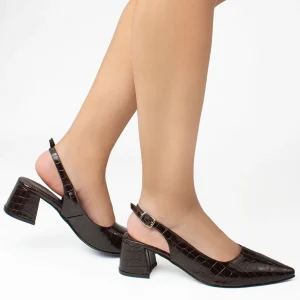 Zapatillas Cafe Dama Destalonada Textura Tacón Bajo Casual Moda 4930028
